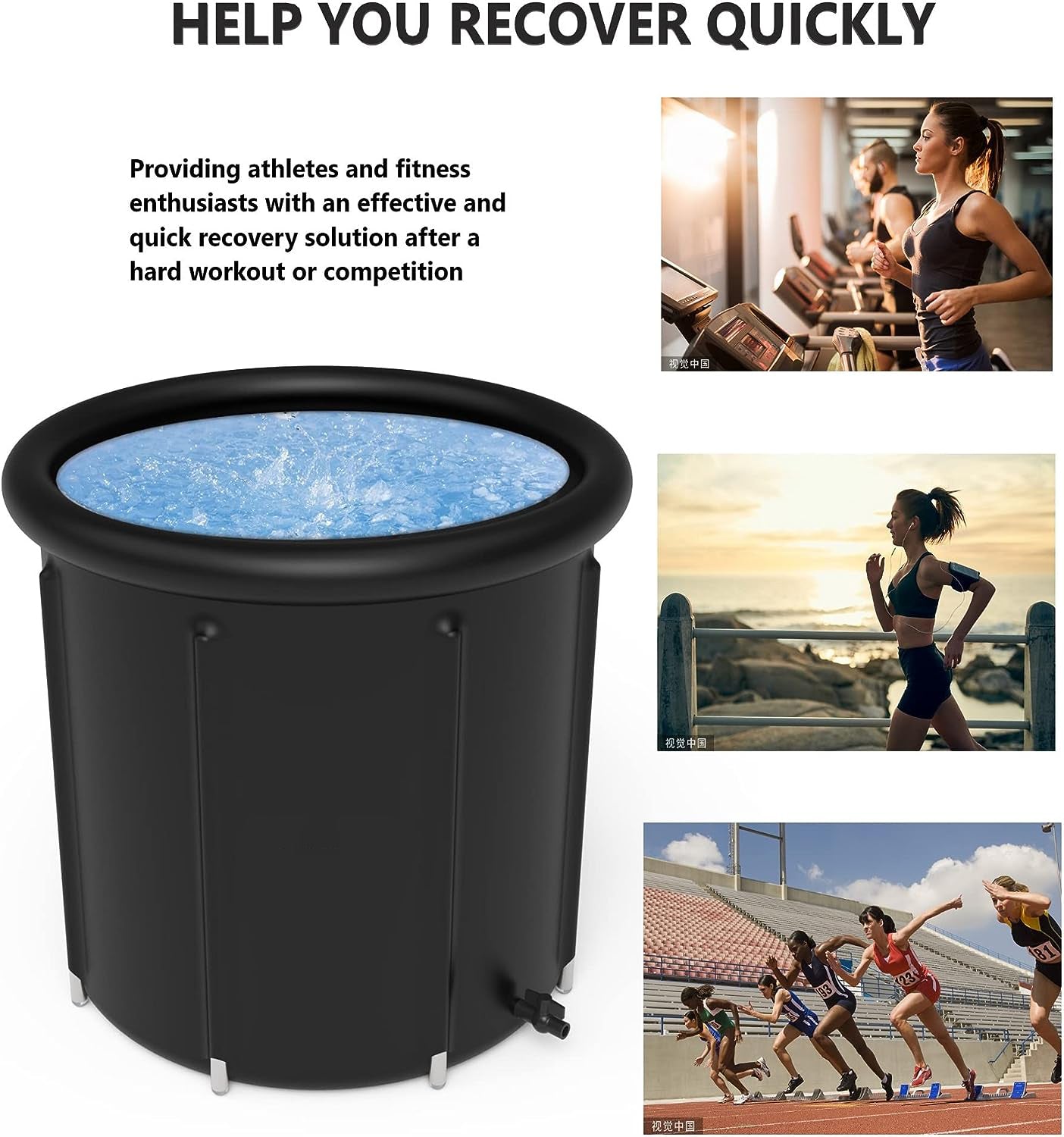 Φ80*75 PVC Ice Bath Tub All Black Plus