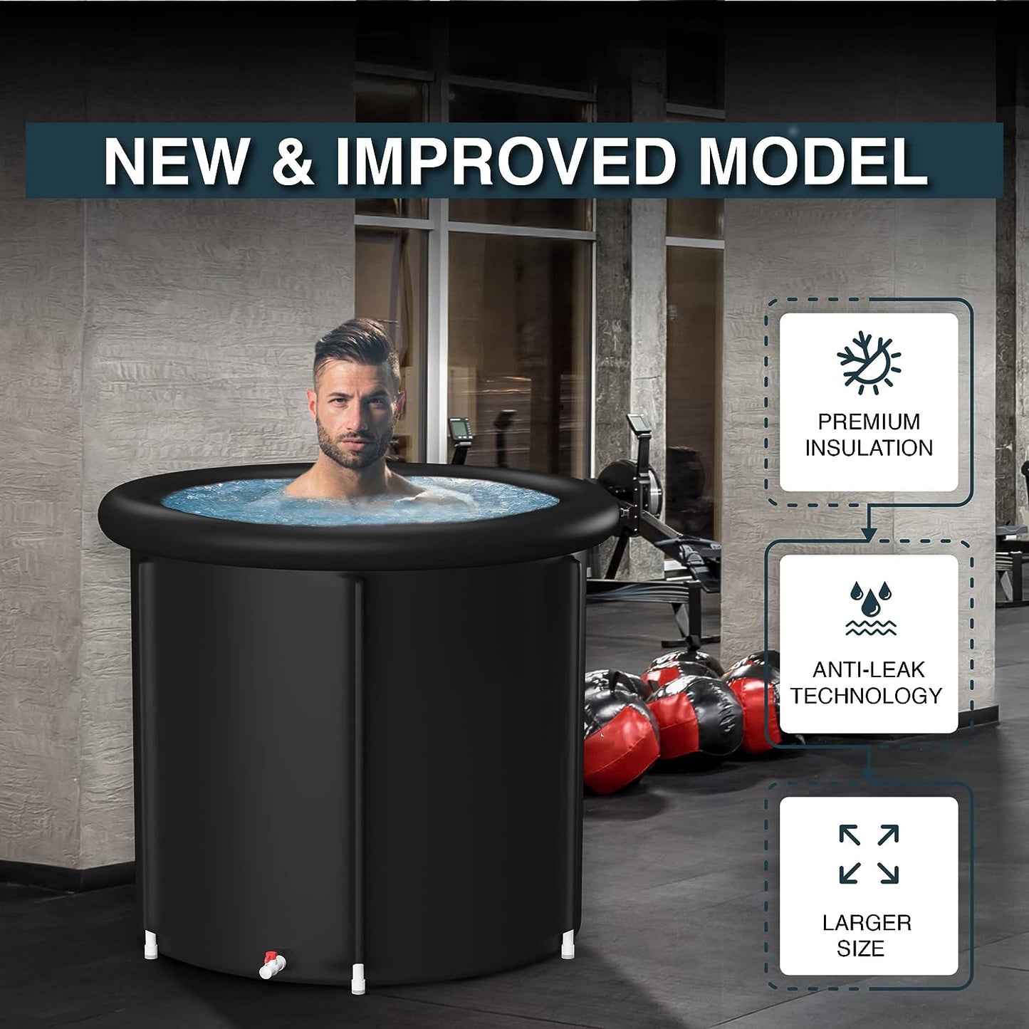 Φ80*75 PVC Ice Bath Tub All Black Plus