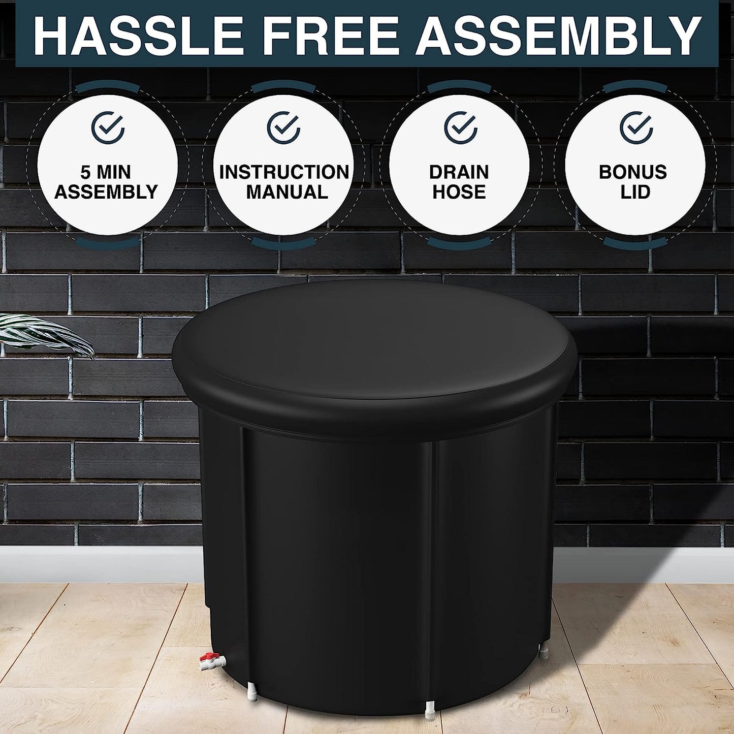 Φ80*75 PVC Ice Bath Tub All Black Plus